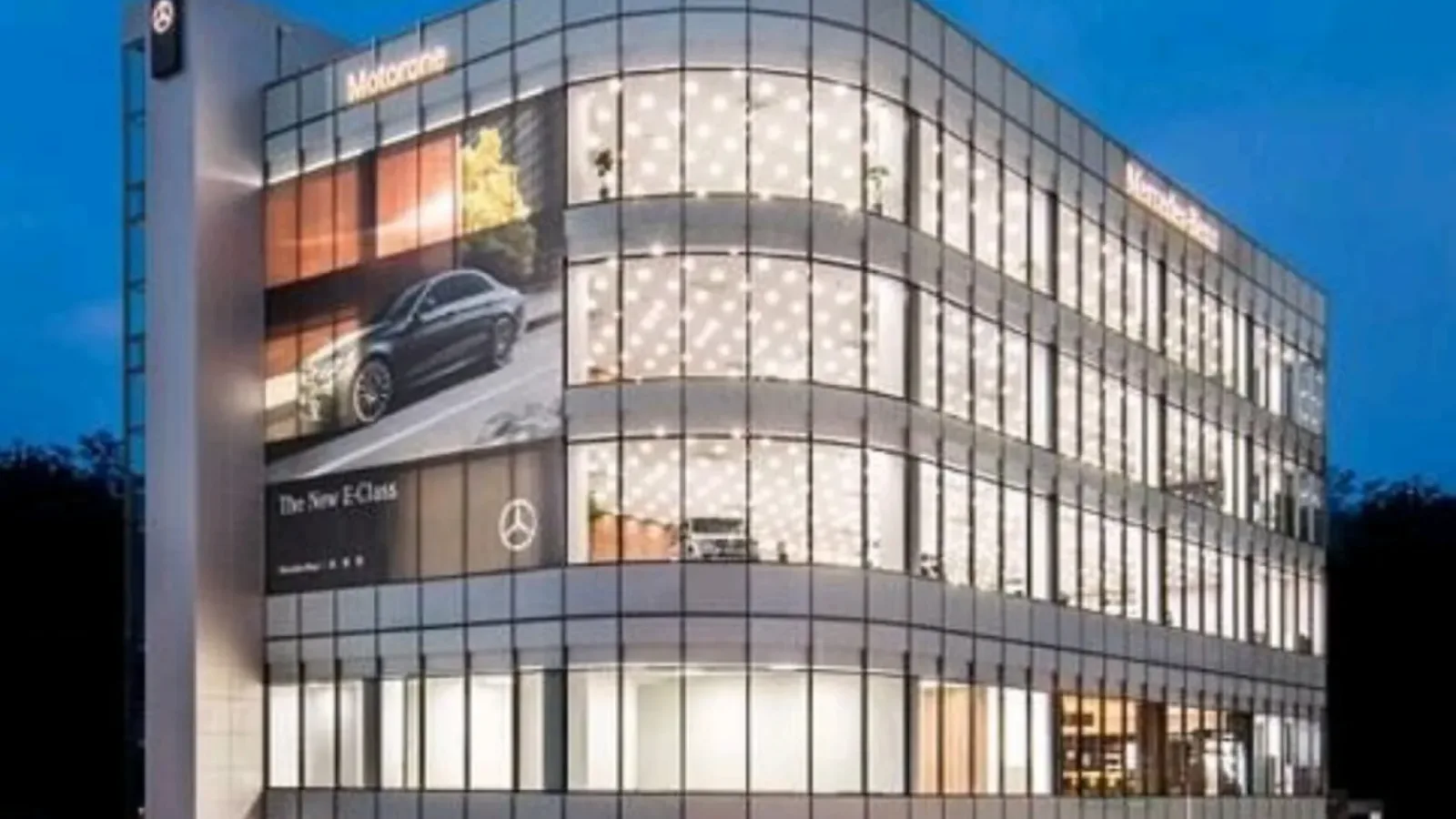 의정부 (주) 모터원 의정부지점 Mercedes-Benz 전시장 야간 외관